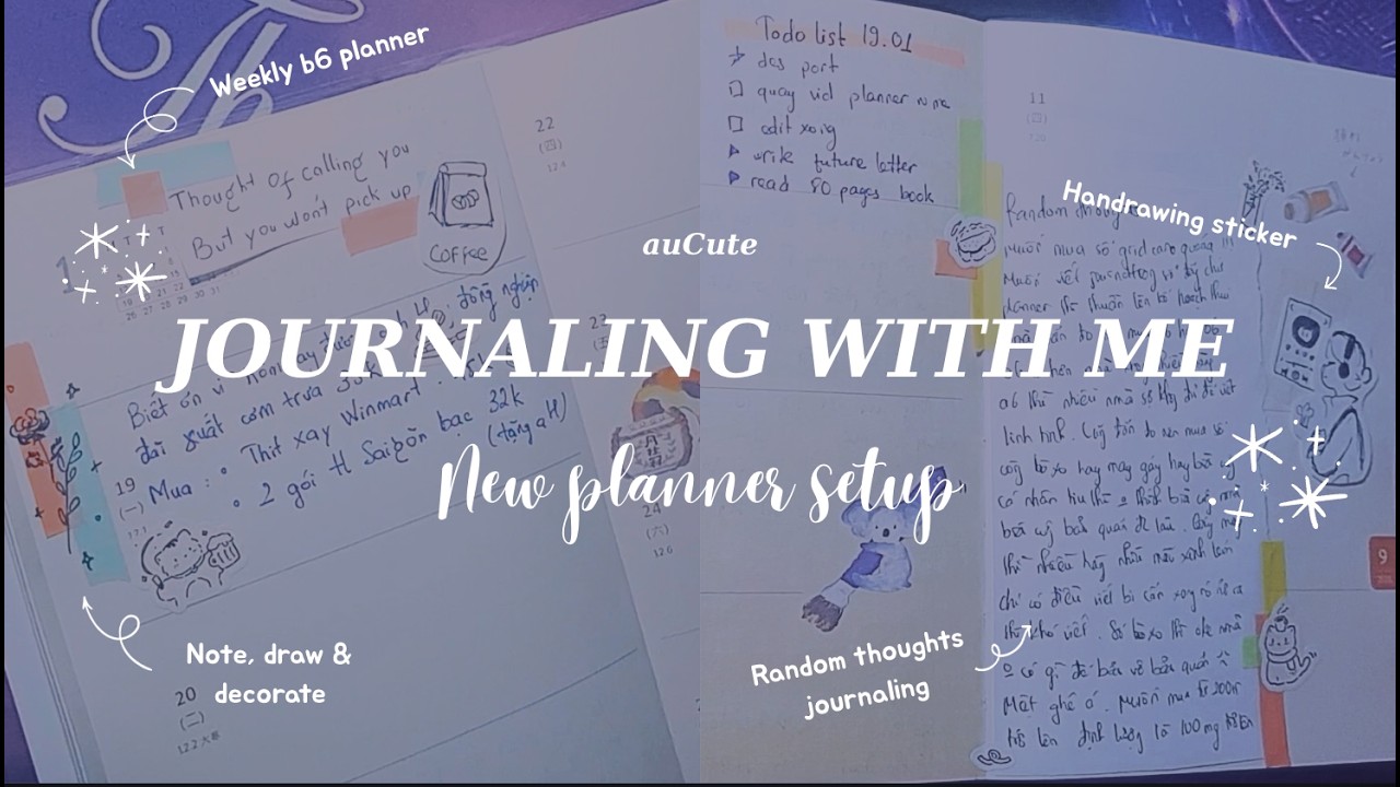 📔 JOURNALING WITH ME 🌷 New planner setup, lots of CUTE STICKERS 🎧 with music