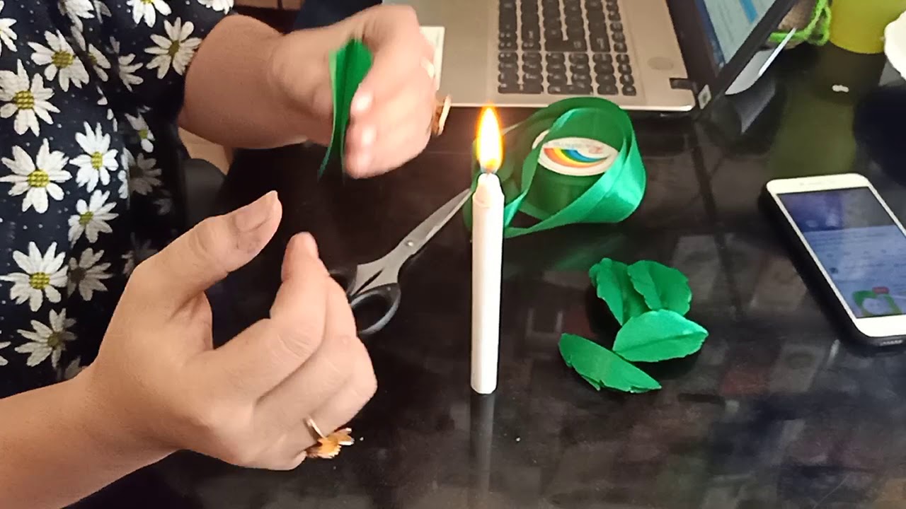Tutorial membuat daun bunga dari pita satin