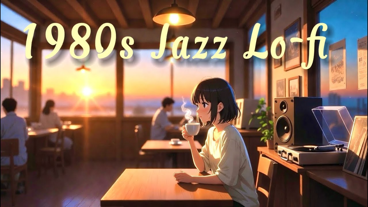 1980s Jazz Lo-Fi ☕ Anime Girl at Sunset | Study & Cozy Background Music