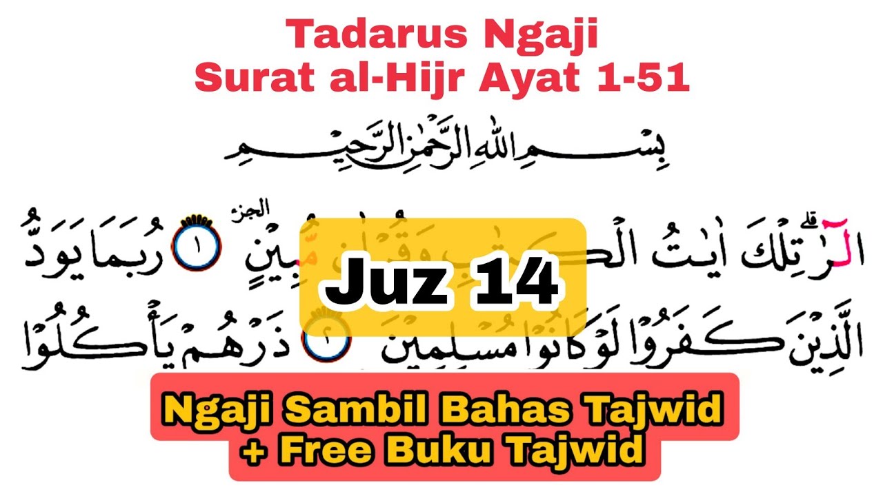Tadarus Surat al-Hijr Ayat 1-51 Dengan Tartil + Bahas Tajwid + Buku Gratis