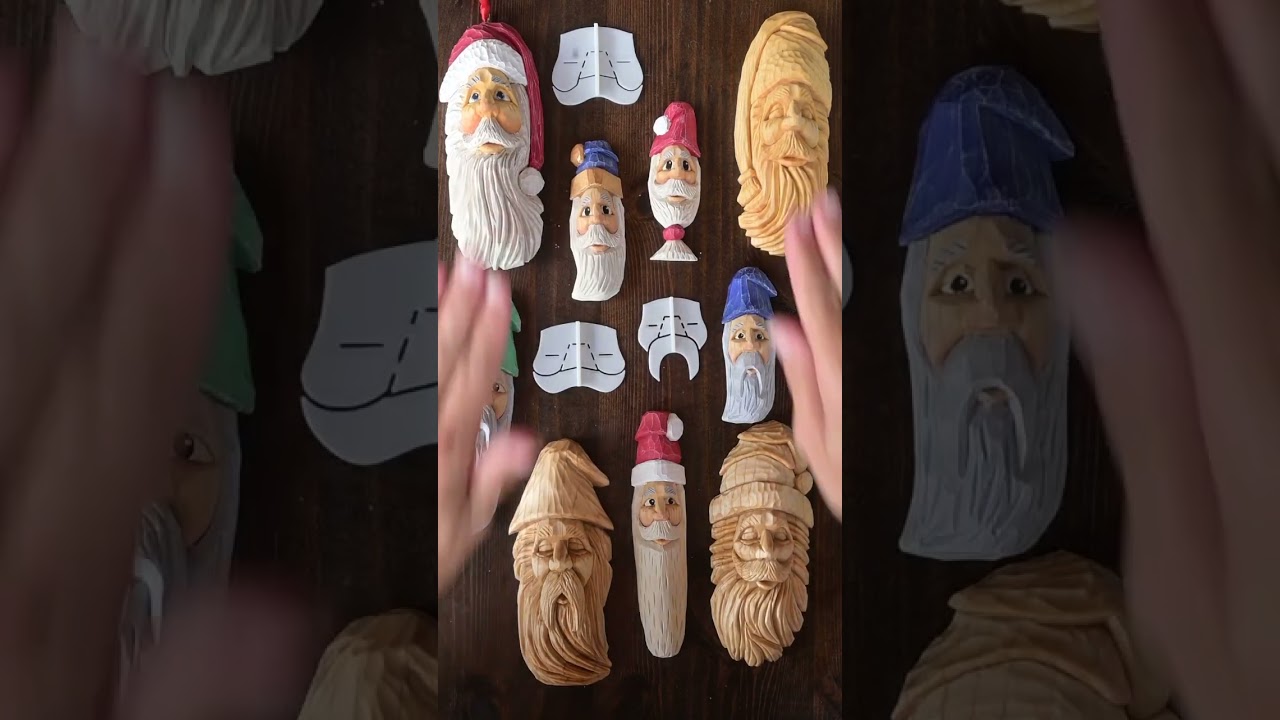 Wood carving made easy with stencils - three styles of wood carving faces to make