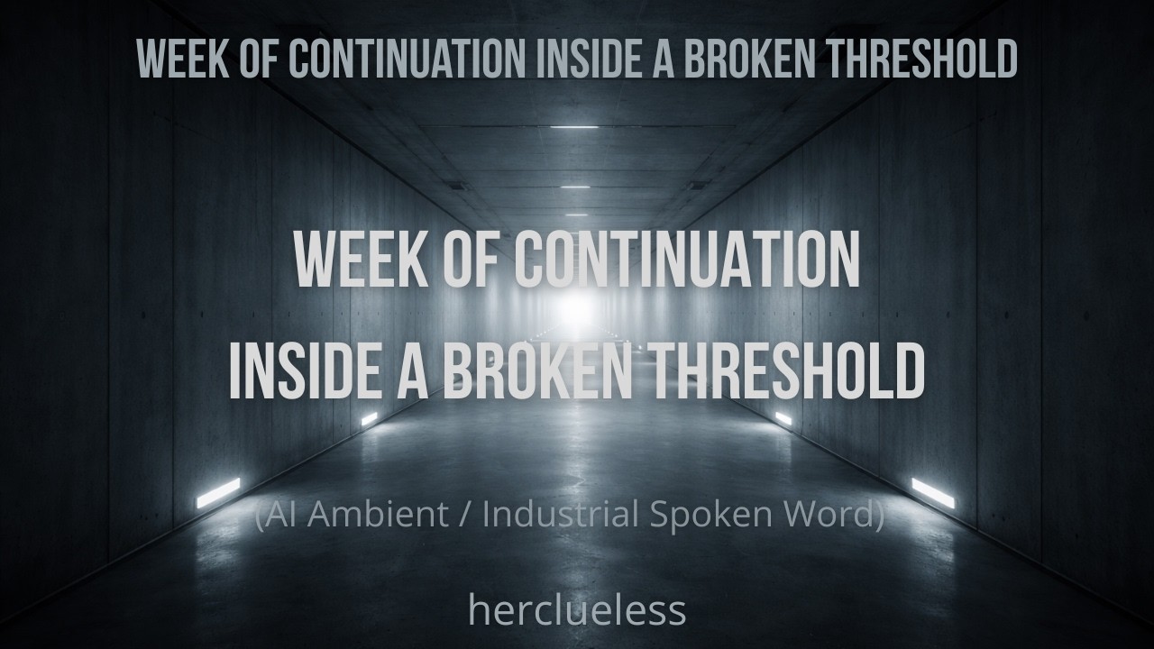 week of continuation inside a broken threshold | herclueless (AI Ambient / Industrial Spoken Word)