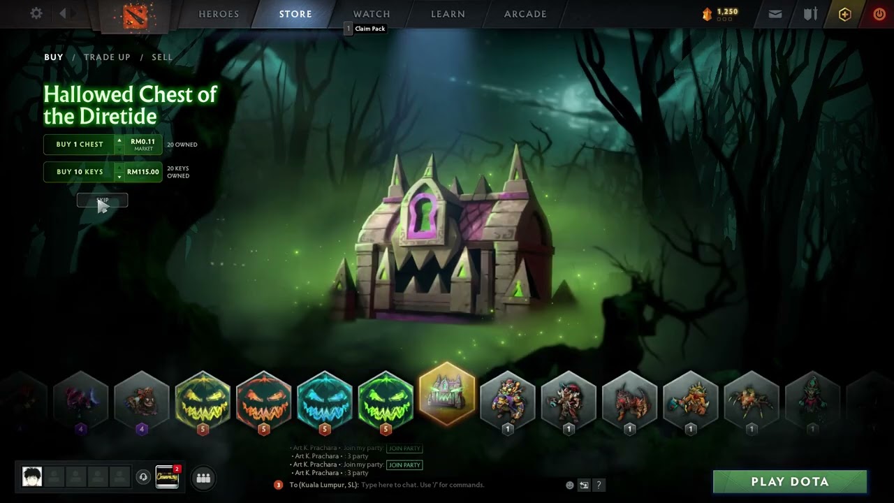 opening hallowed chest of diretide x 40 pieces