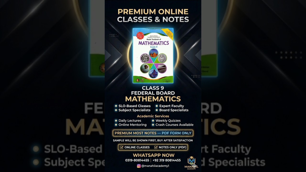 Mathematics Class 9 | Federal Board 2026 | National Book Foundation | Lectures