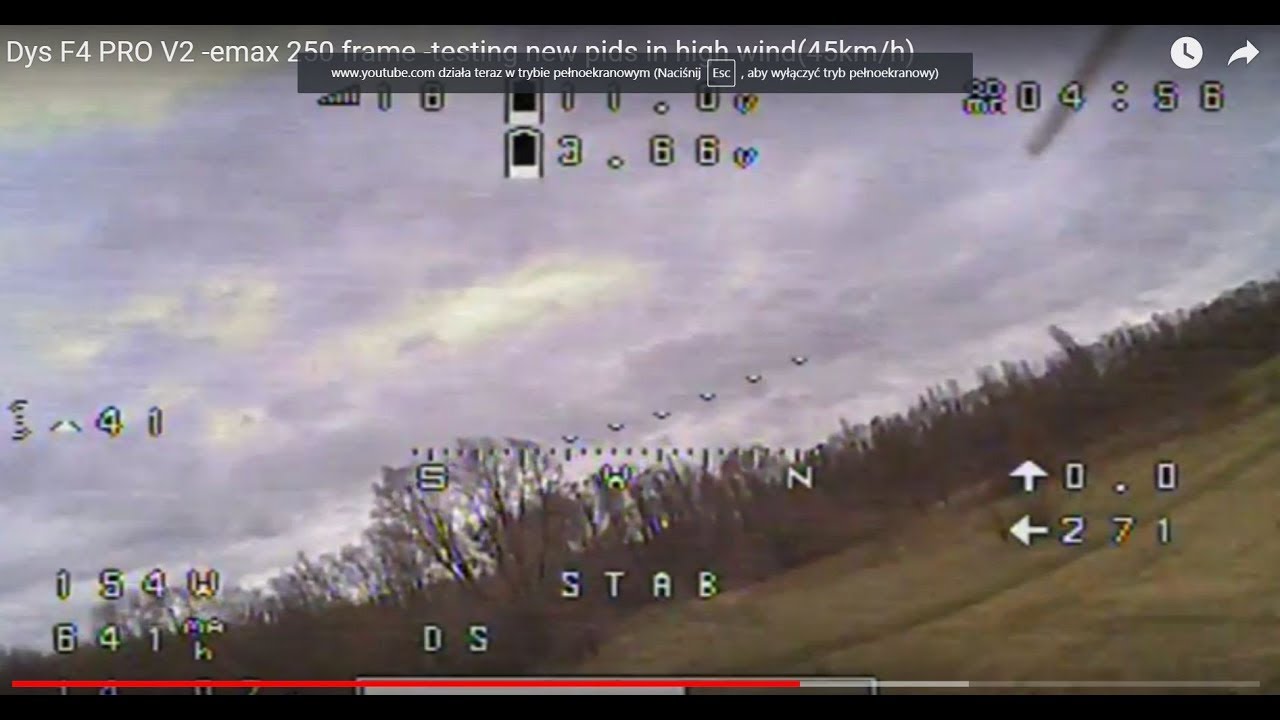 Dys F4 PRO V2 -emax 250 frame -testing new pids in high wind(45km/h)