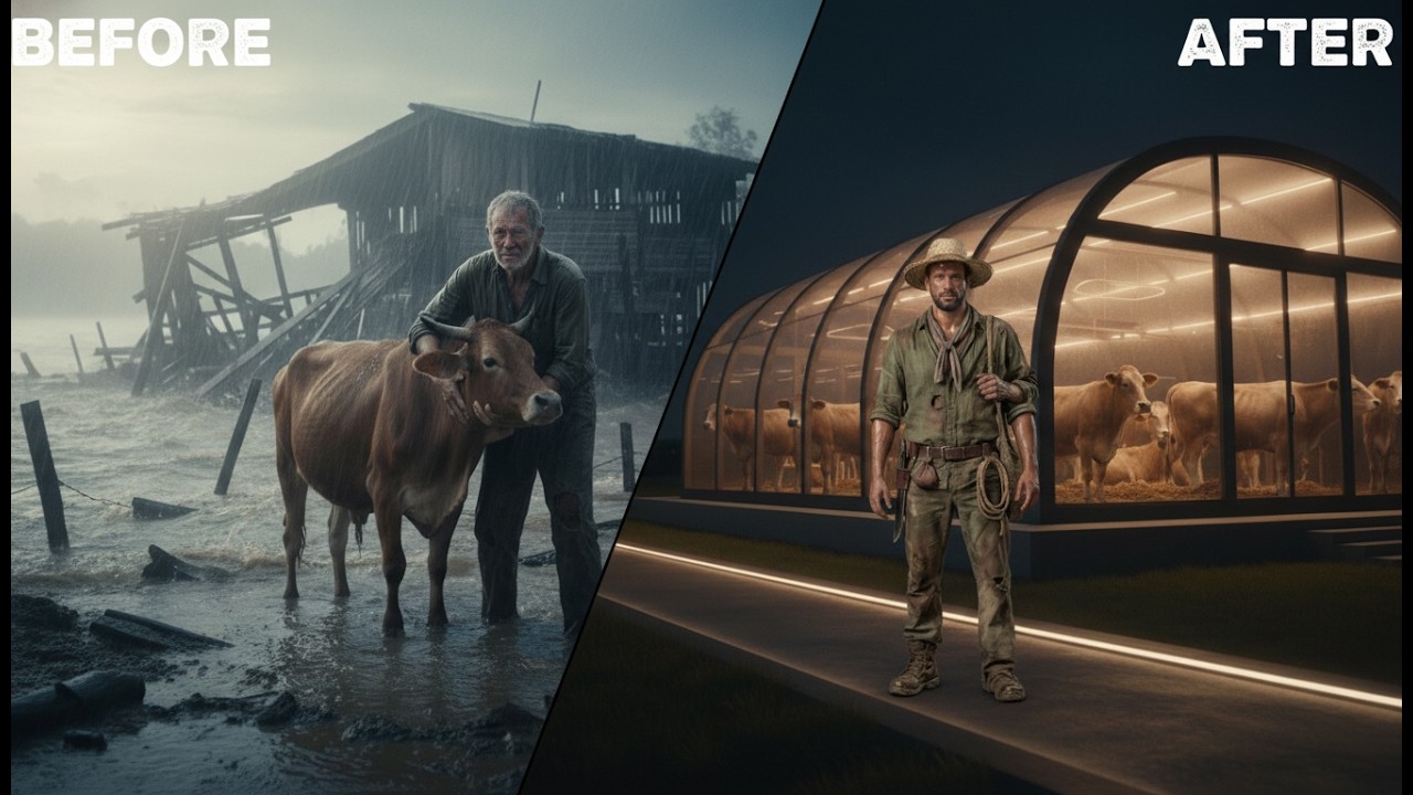 A Flood Broke His Cowshed at Dawn… By Night I Built a Glowing Sanctuary for His Cows