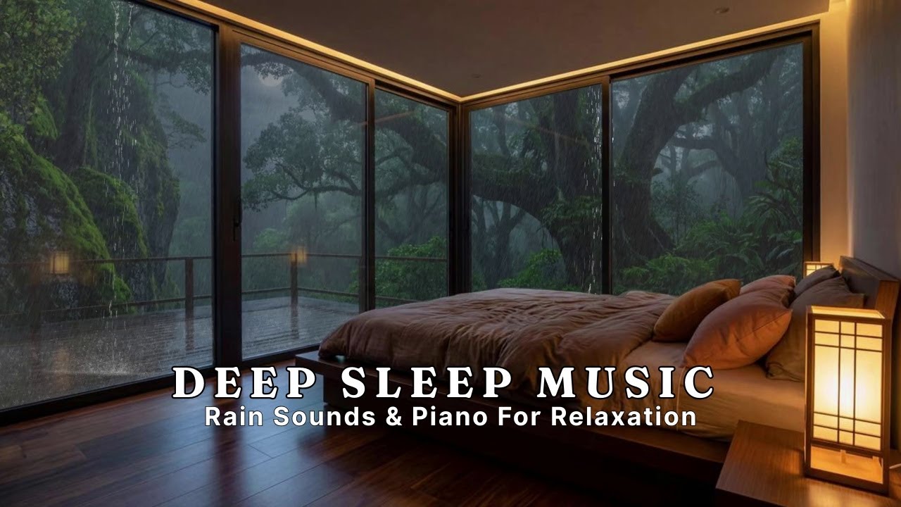 Deep Sleep Music - Insomnia 💤 Rain Sounds for Stress Relief, Anxiety 🎶 Relaxing Rain + Piano Music