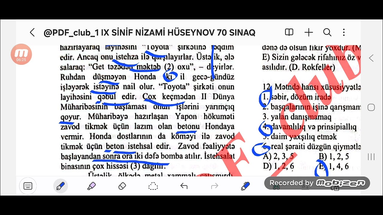 N.Huseynov 70 sinaq toplusundan sinaq 2