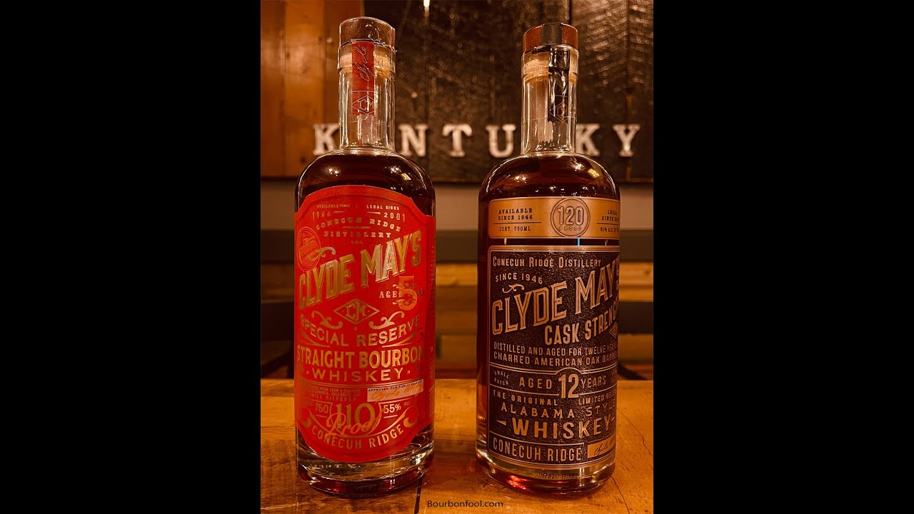 Clyde May's Special Reserve Bourbon and Cask Strength 12-year-old Alabama Style Whiskey.