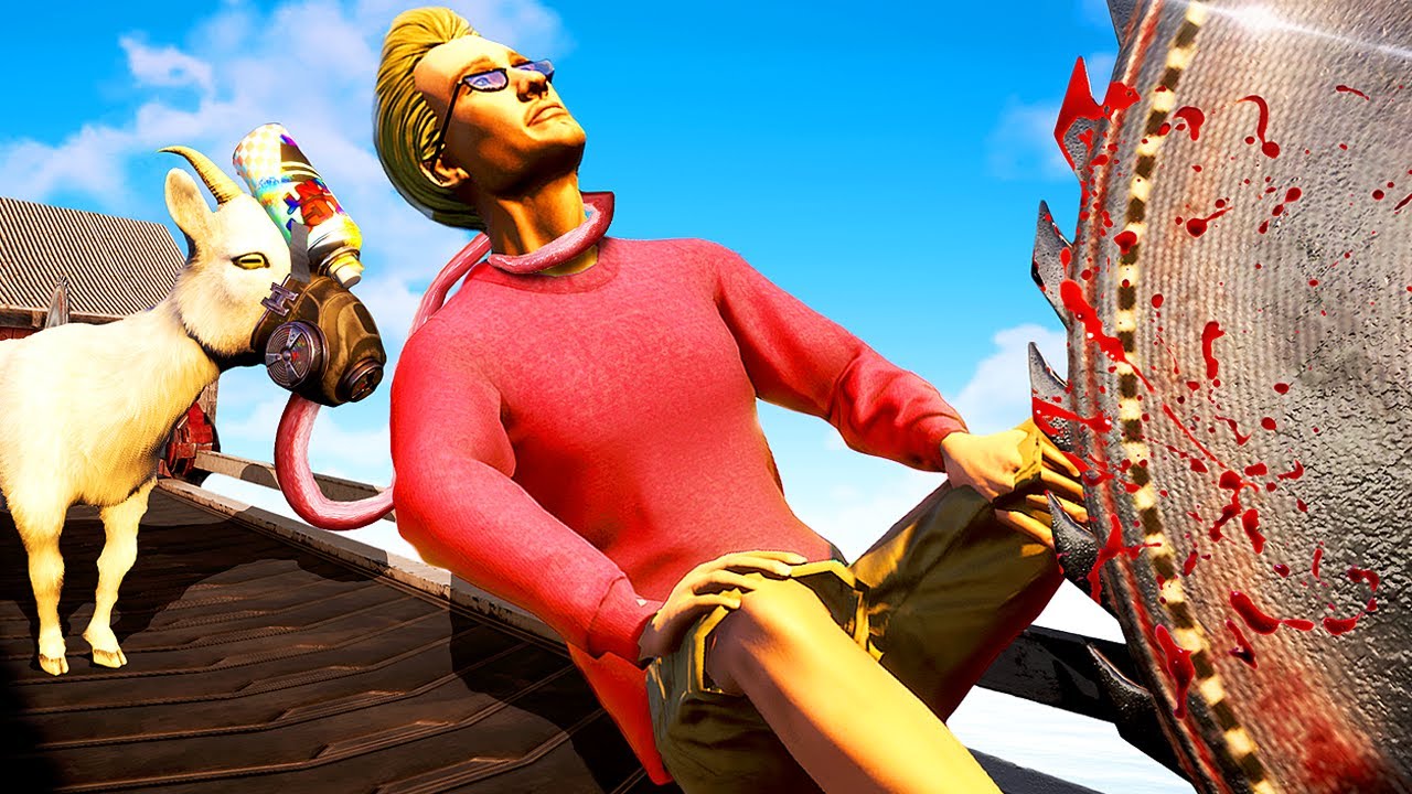 Загоняем рэгдоллов в ГИГАНТСКУЮ пилу — геймплей Goat Simulator 3
