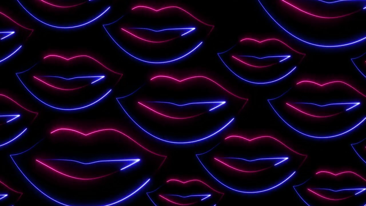Neon inviting lips, neon love, background loop