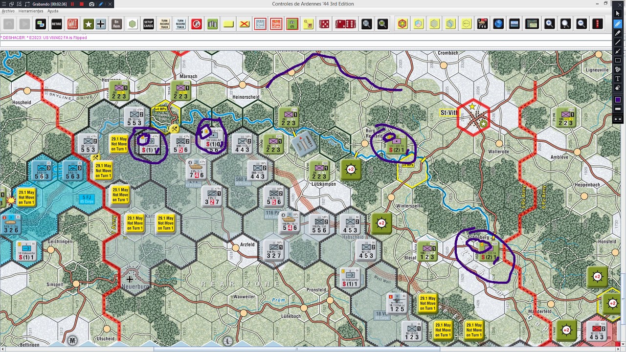 Ardennes'44: Ejemplo avanzado de juego - Turno 1 alemán