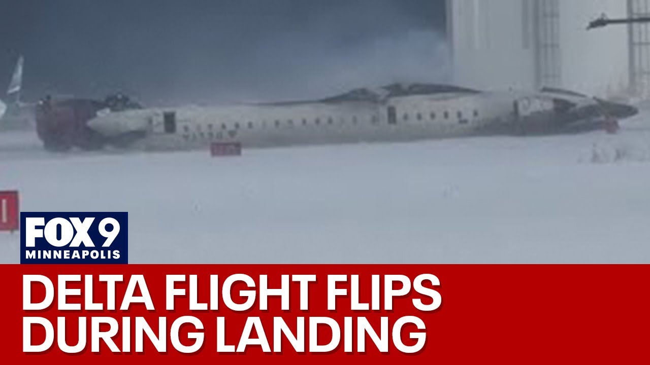 Delta plane flips over during landing in Toronto