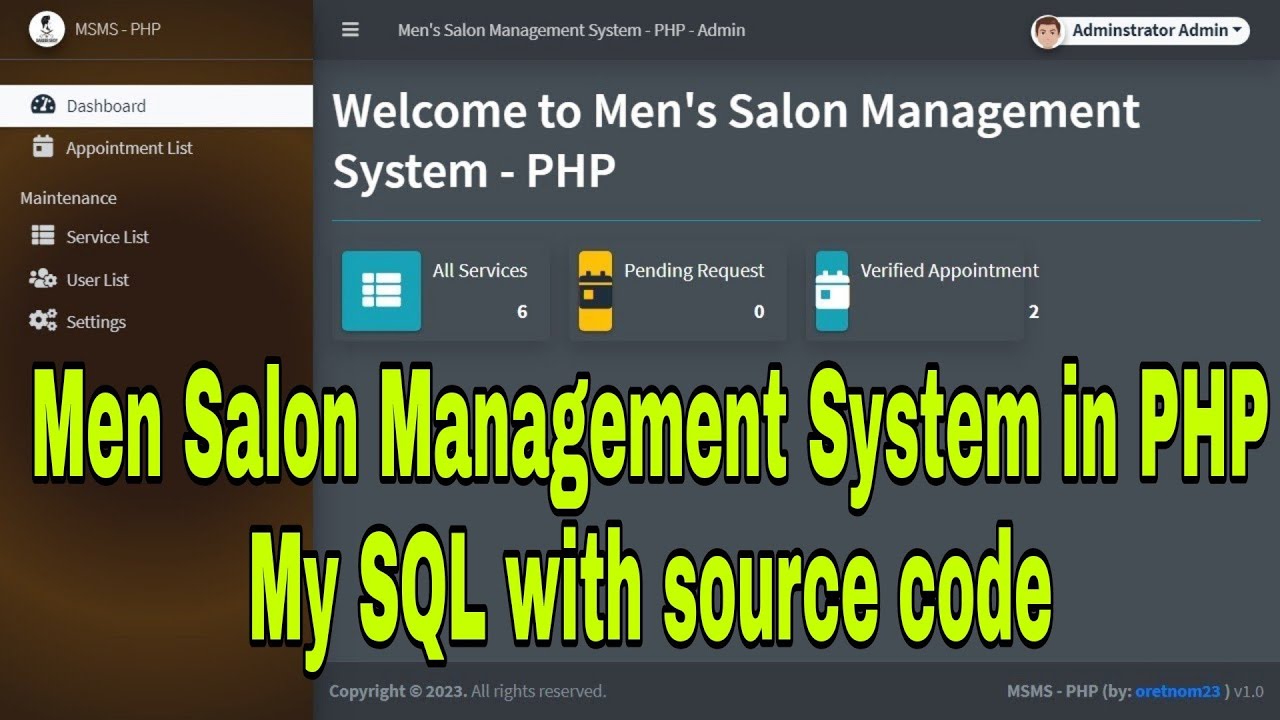 Men Salon Management System in PHP My SQL with source code