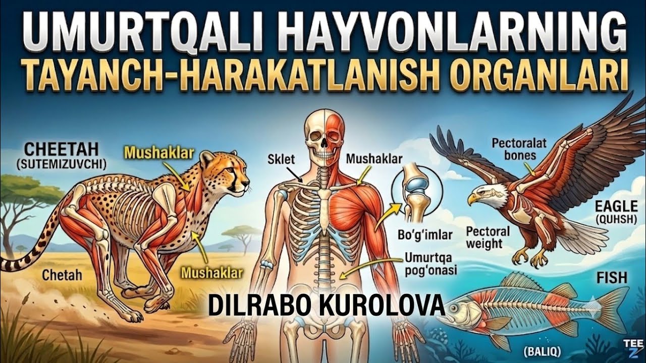 Umurtqali hayvonlarning tayanch harakatlanish organlari.