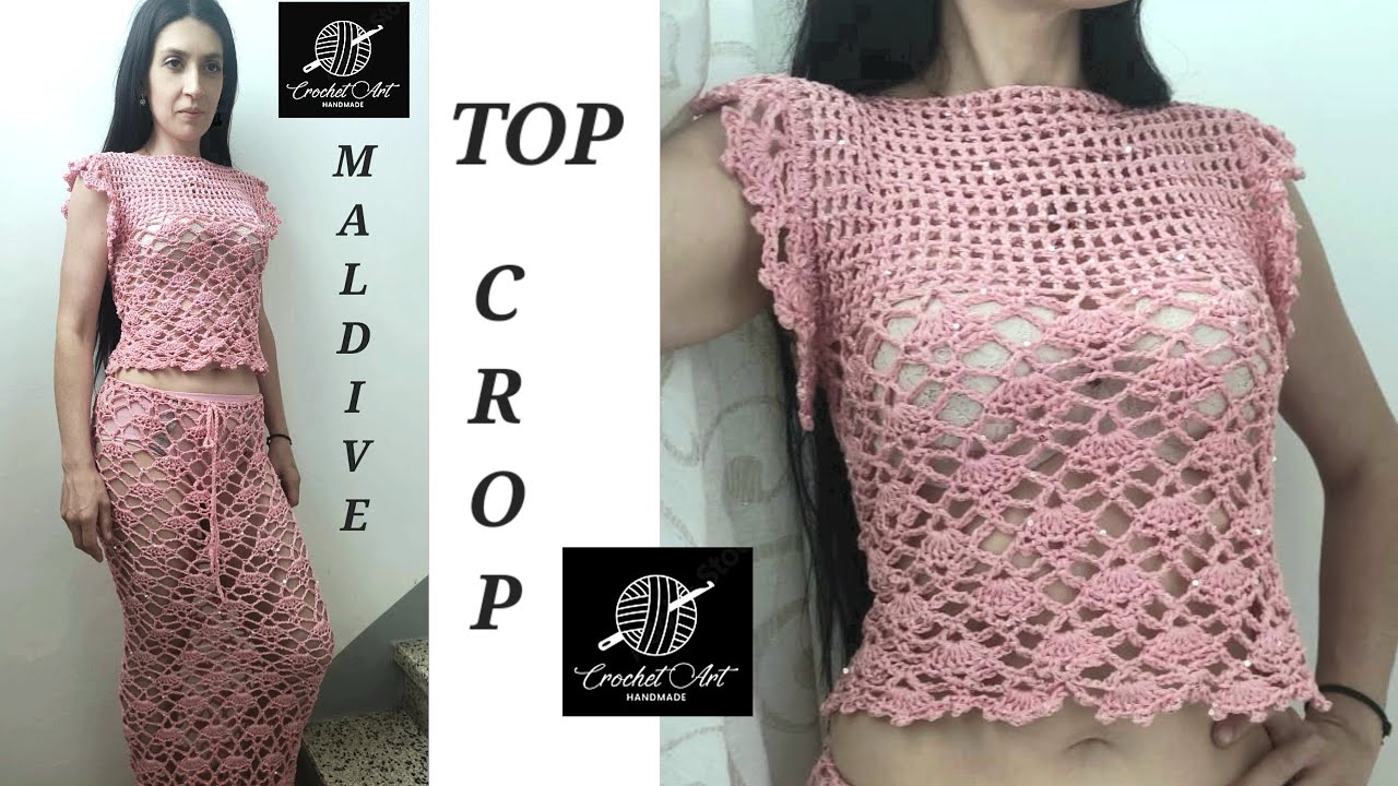 TUTORIAL UNCINETTO/CROCHET  FACILE  . TOPCROP   MALDIVE