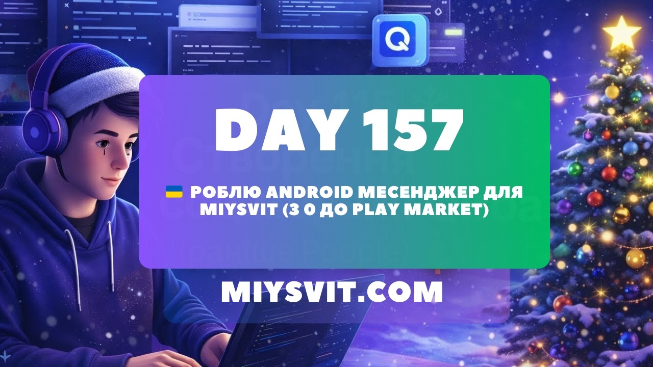 DAY 157 ⚡ Android месенджер для Miysvit (з 0 до Play Market)
