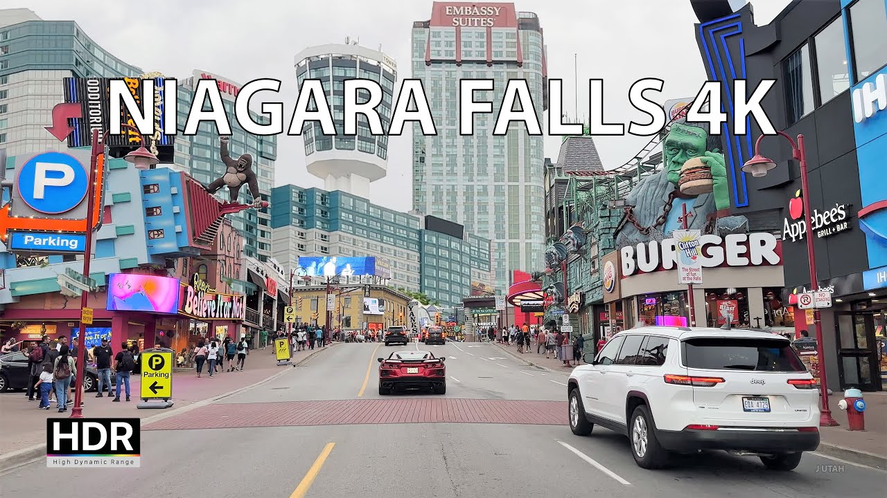 Driving Niagara Falls 4K - Canada's Las Vegas - Driving Downtown