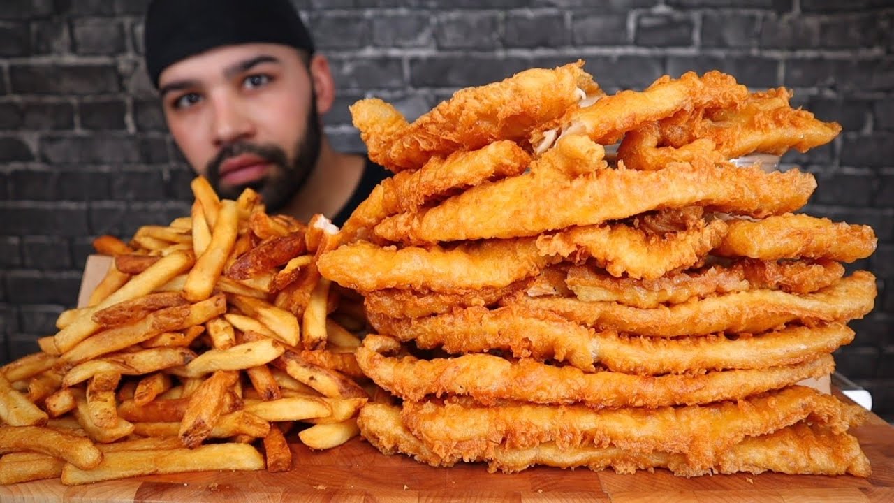 (ASMR) FISH AND CHIPS MUKBANG