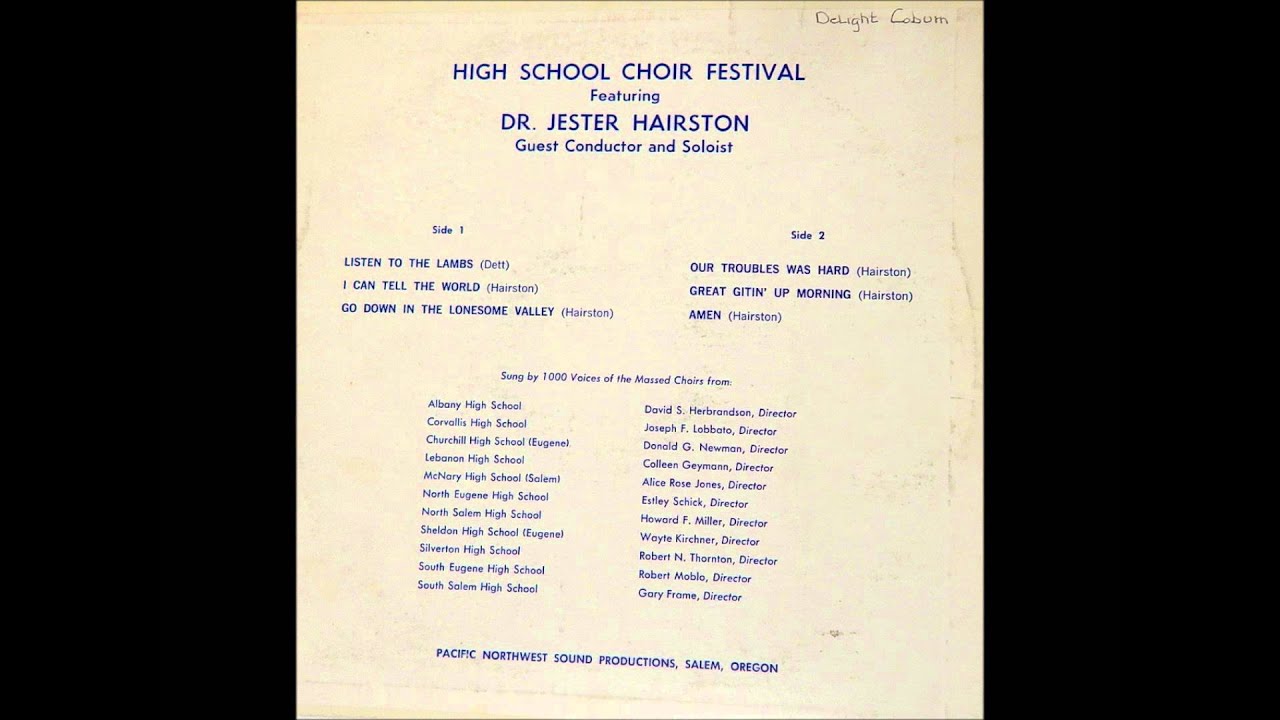 Amen - Dr. Jester Hairston - 1967 High School Choir Festival  SalemOR