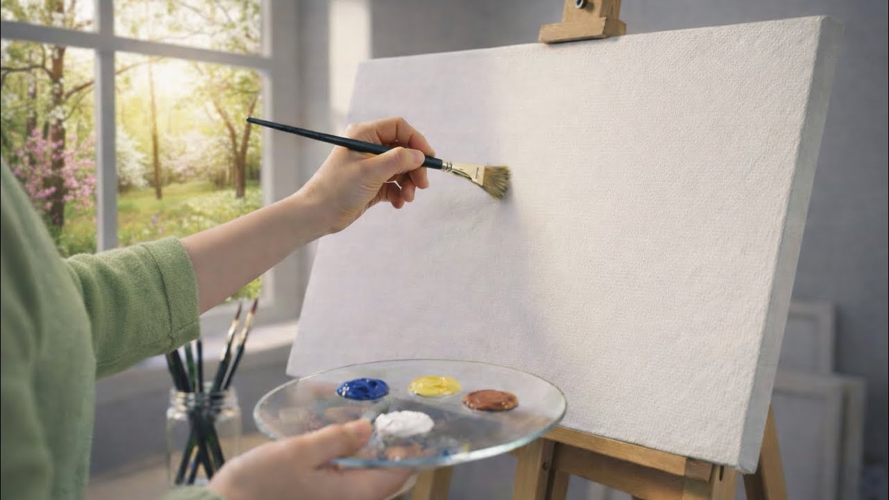 Light Through the Spring Forest 🌿 | Relaxing Acrylic Landscape Painting for Beginners