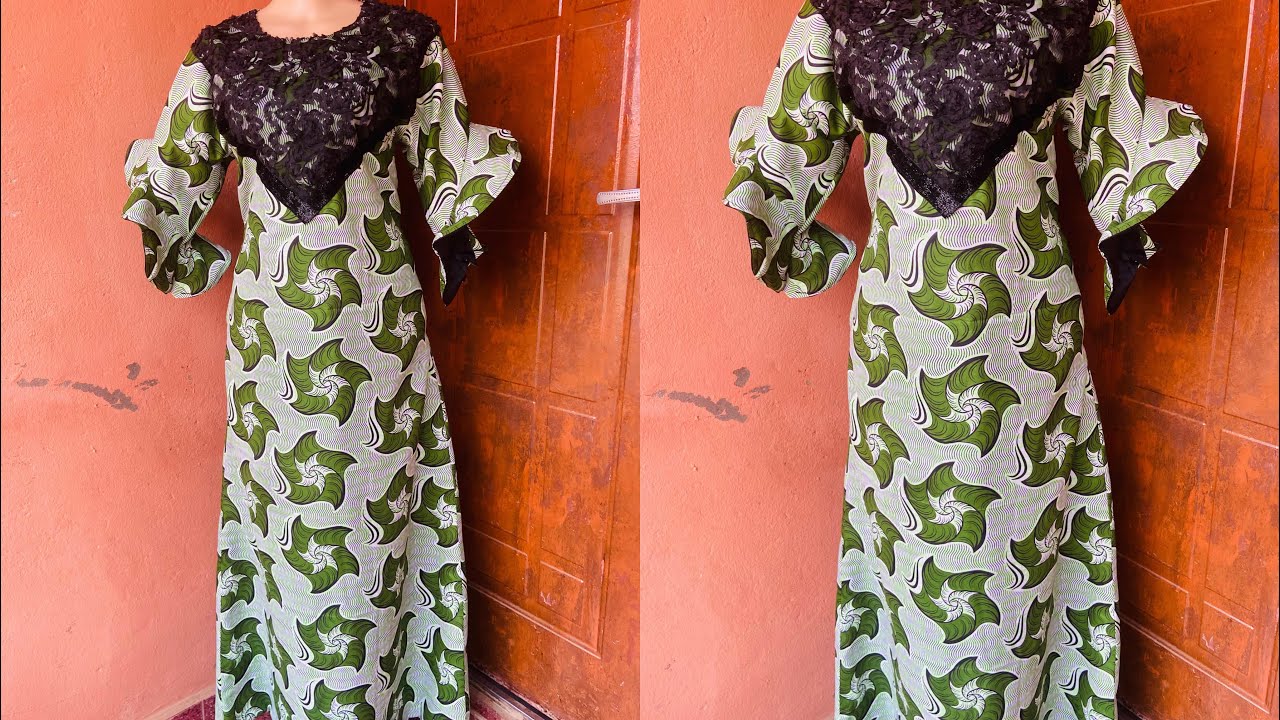 How to cut and sew A-shape gown with a stylish sleeve