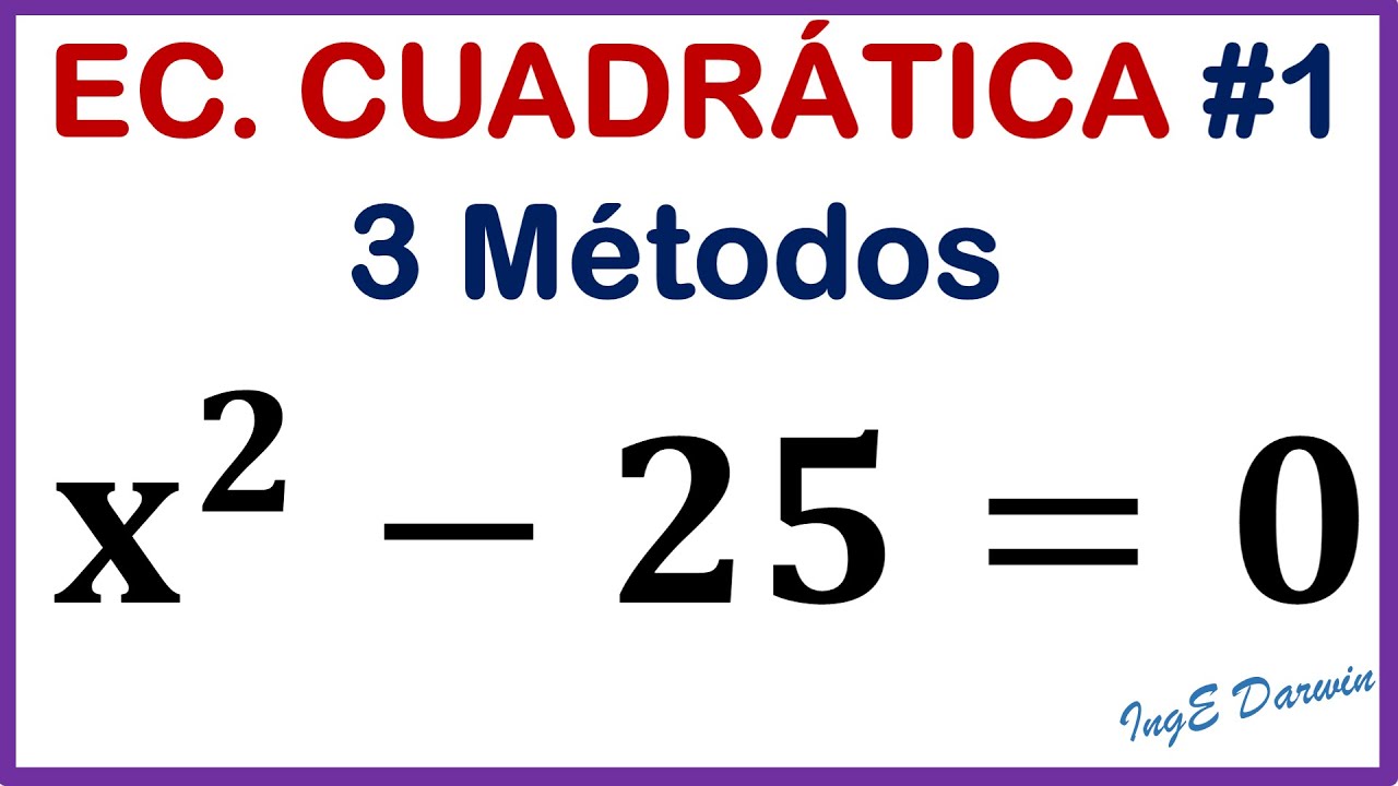 3 métodos para resolver una ecuación cuadrática incompleta | Ejercicio 1