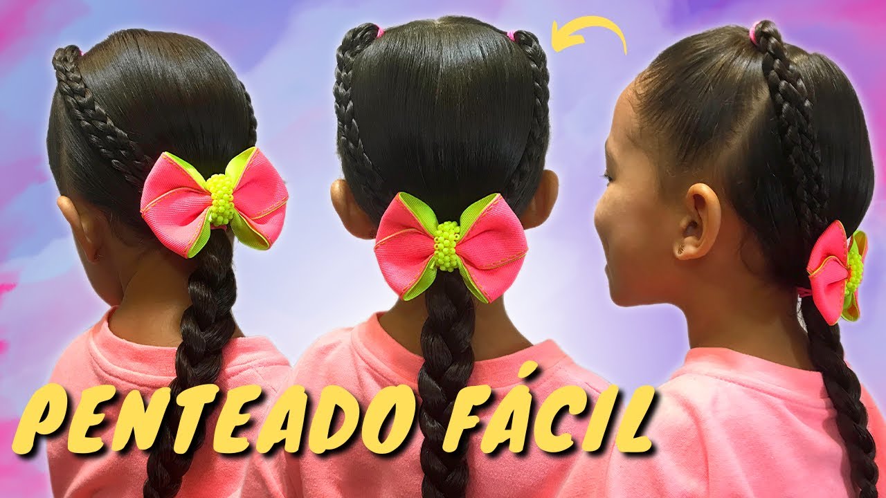 PENTEADO INFANTIL SIMPLES: COMO FAZER PENTEADO FÁCIL DE CRIANÇA COM TRANÇAS PARA ESCOLA