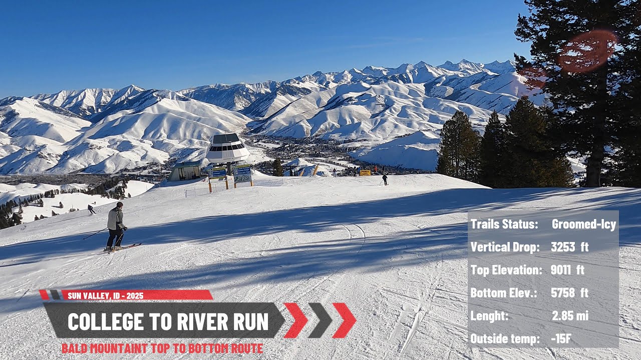 Sun Valley Bald Mountain | Top-to-Bottom Ski Run &ndash; College to River Run (4K)