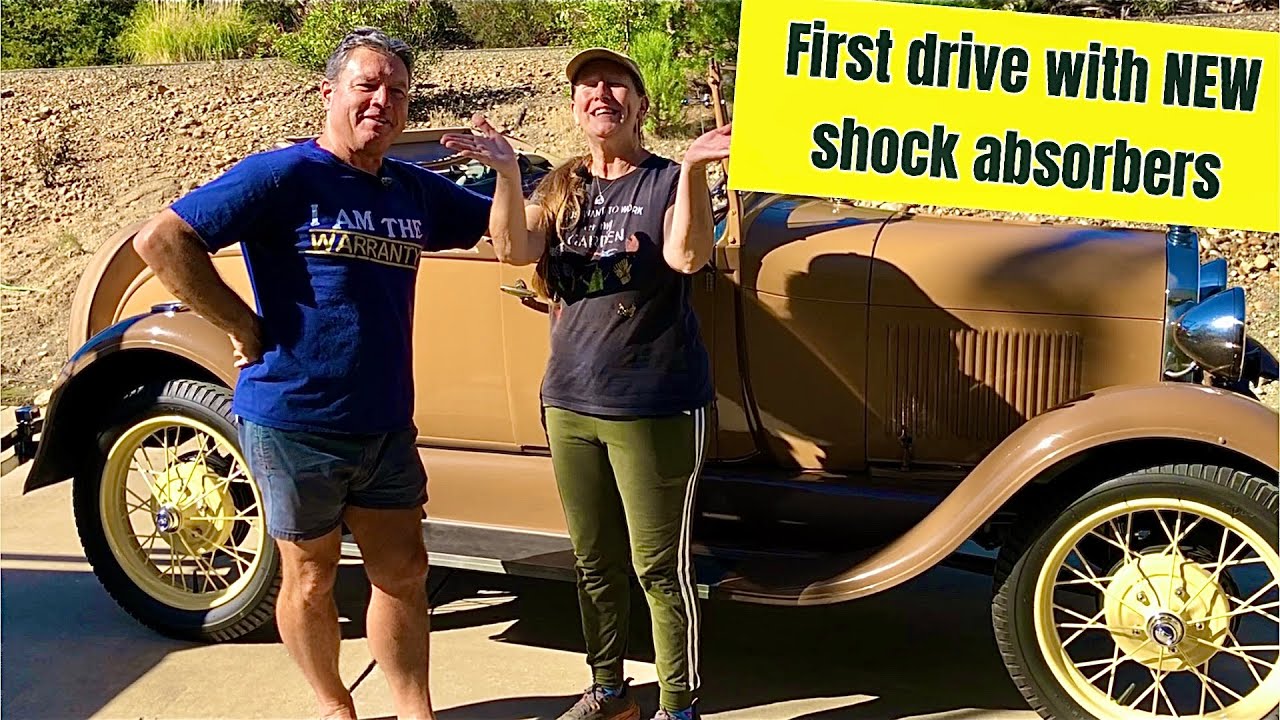 First drive of 1929 Ford Model A roadster with new (original style) shock absorbers.  Wife THRILLED!