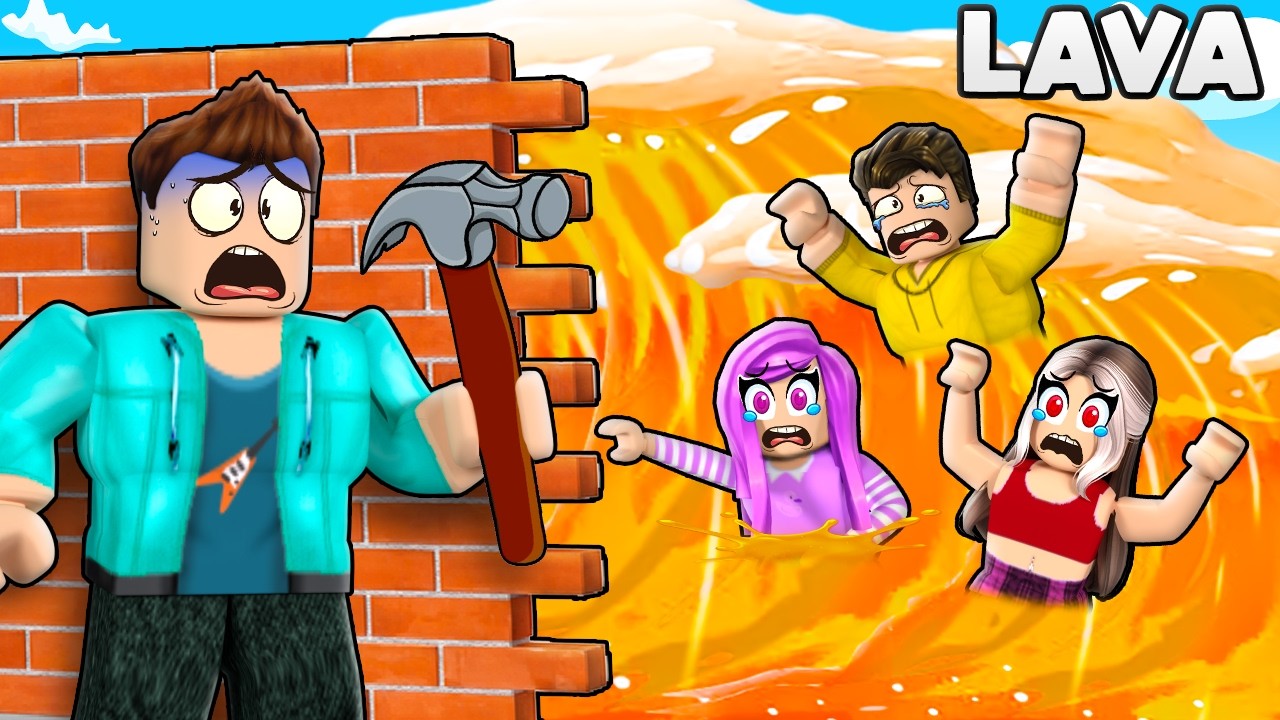 BUILD TO SURVIVE MAX LEVEL LAVA TSUNAMI IN ROBLOX !!