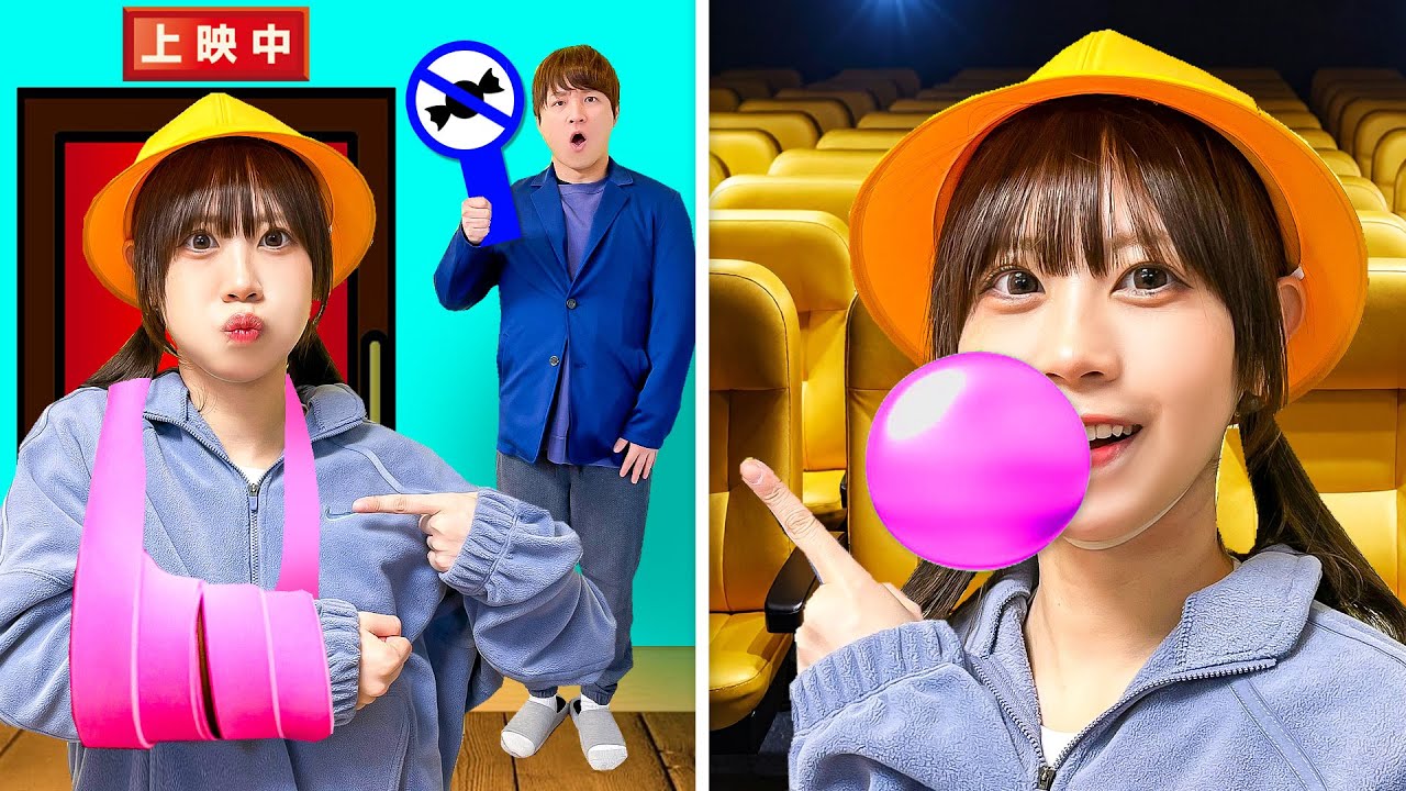 バレずにおかしを食べる方法…？病院で使える裏ワザ！小学生がお絵描きやお菓子のライフハックに挑戦！【寸劇】