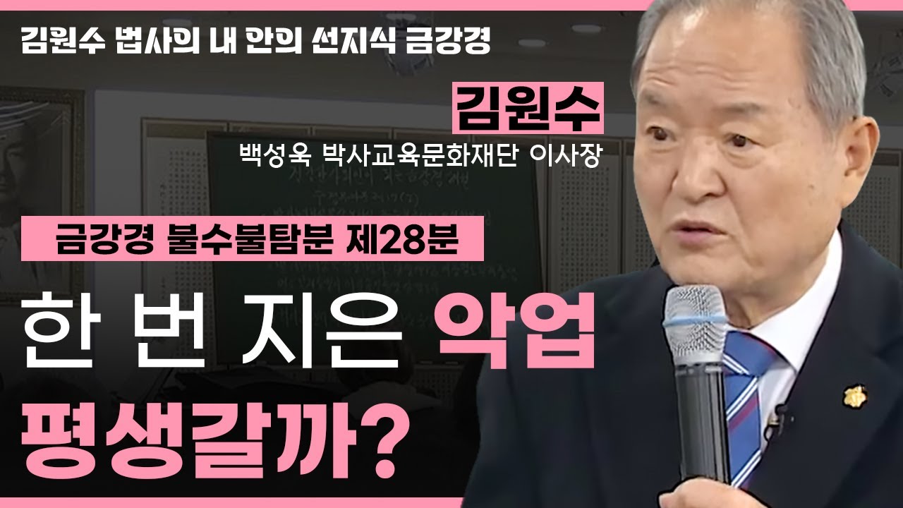 금강경 불수불탐분 제28분  - 한 번 악업을 지으면 업보가 평생갈까? [김원수 법사의 내안의 선지식 금강경 250회]
