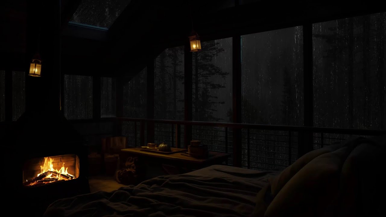 Baita Di Montagna Con Camino 🌧️🔥 Suoni Naturali Della Pioggia Per Un Sonno Profondo E Rilassante