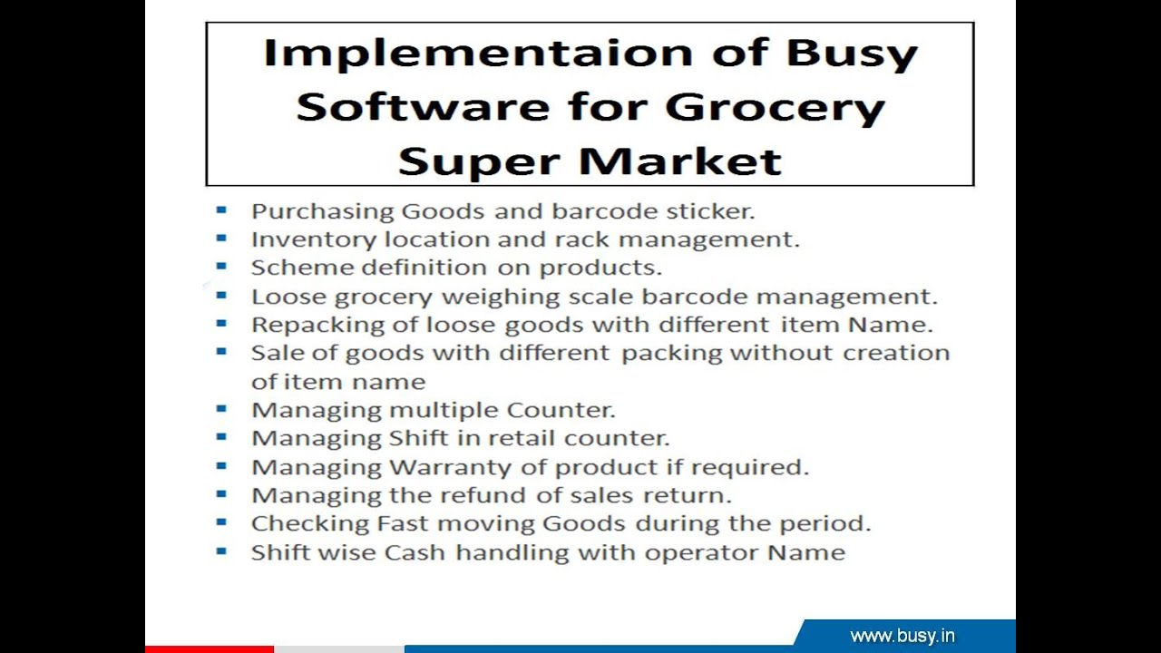 Implementation of Busy Software for Grocery Super Market | BUSY Totorial | By : Rajkumar Vishwakarma