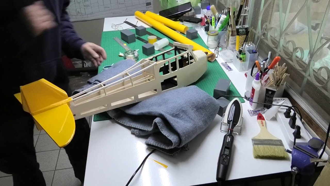 RC Piper Cub J3 balsa plane build - Pt 12: Covering the Fuselage