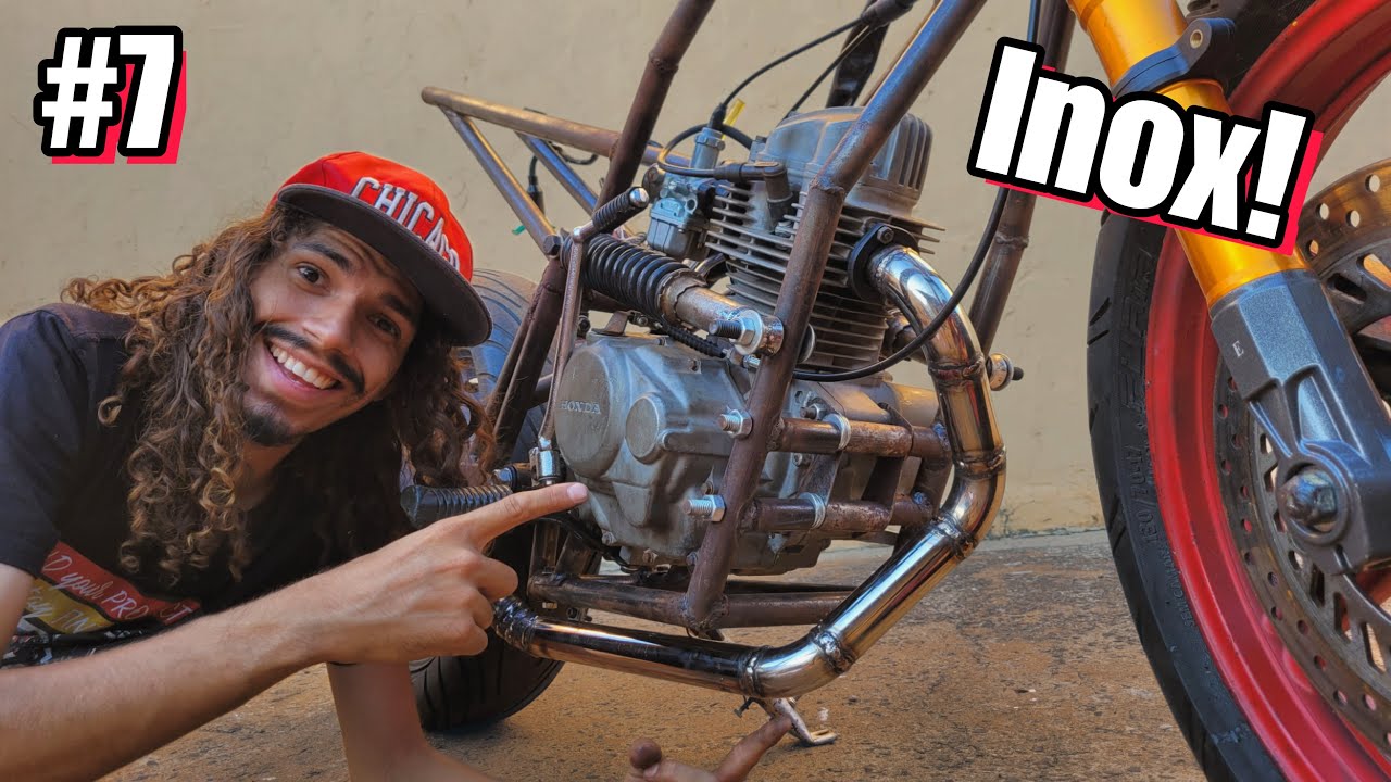 FIZ UM ESCAPE DE INOX PRA MOTO CASEIRA!!