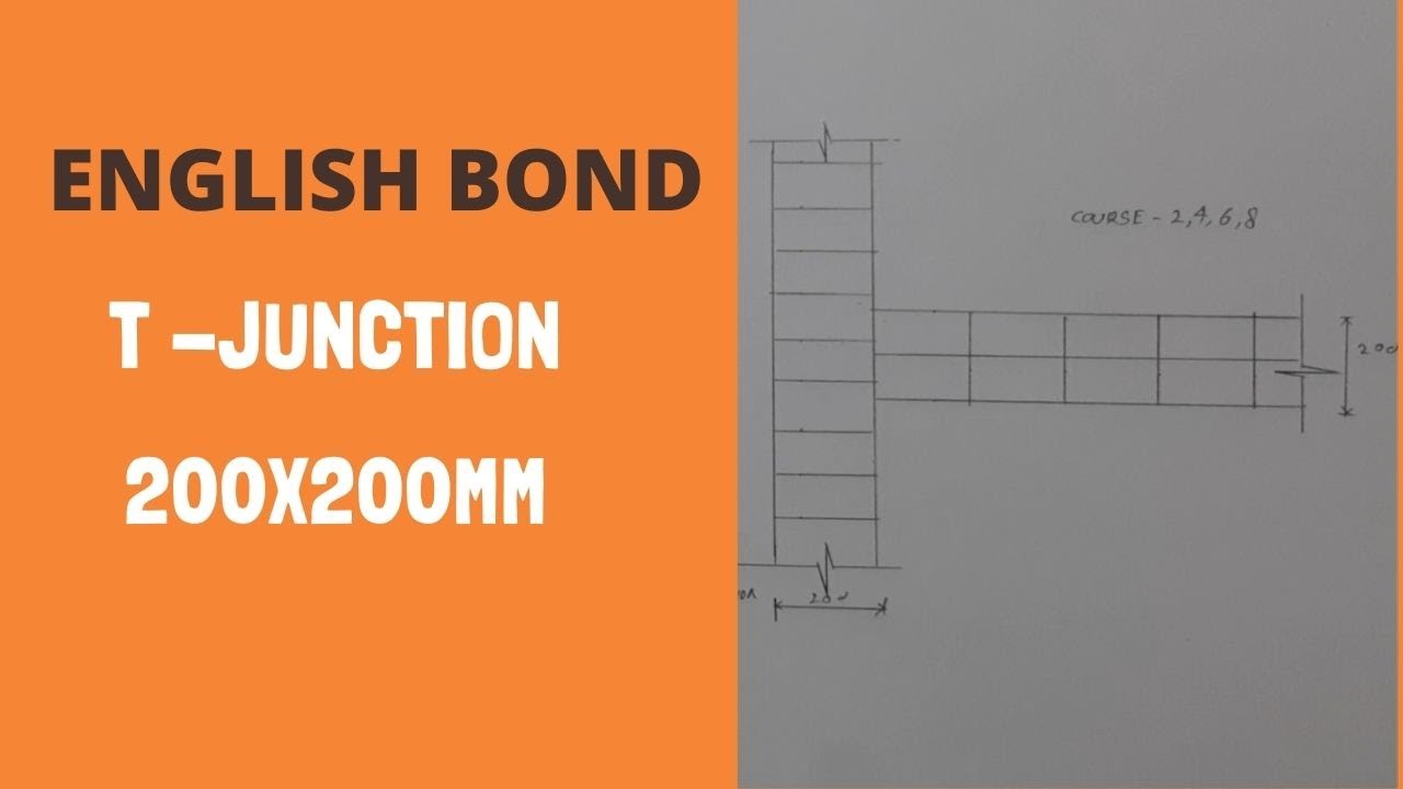 200MM THICK WALL T JUNCTION | English bond | English Bond T Junction of one brick thick wall