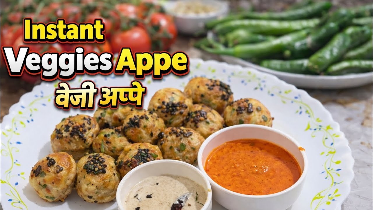 Instant Veggie Appe Recipe 😋झटपट बनने वाली वेजी रेसिपी #healthybreakfast #southindianfood #appe 