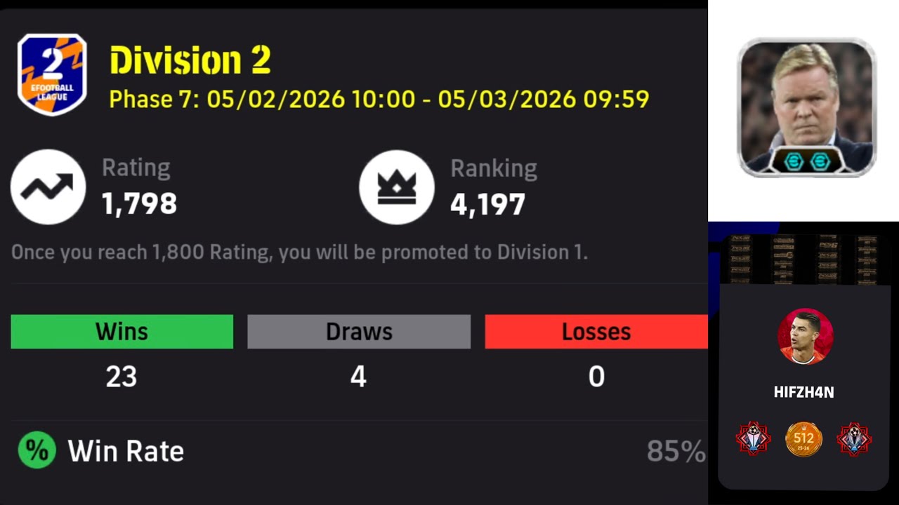 Can I reach Division 1 without losing using Possession Game. Efootball 2026