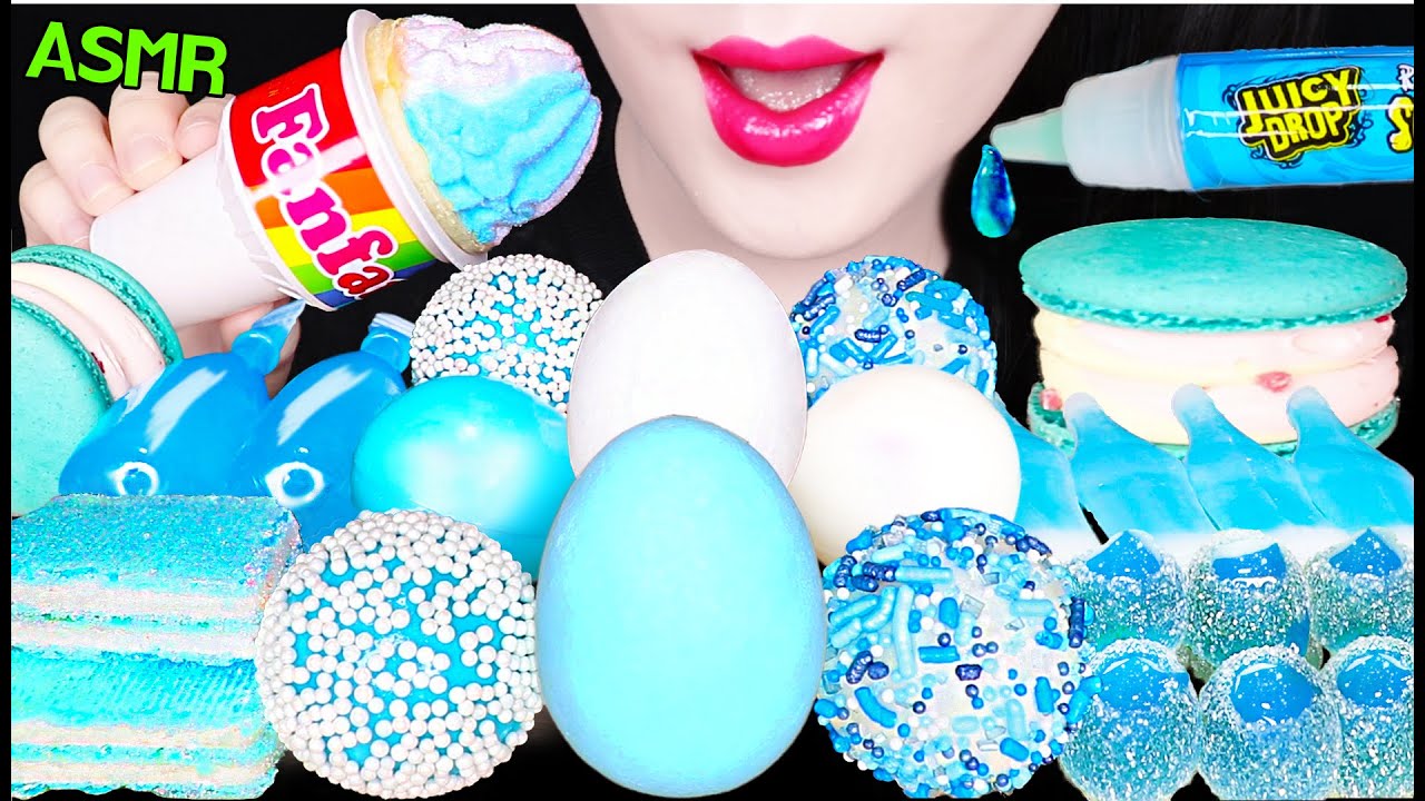 ASMR BLUE FANFARE, JUICY DROP JELLY, EGG CHOCOLATE, NIK-L-NIP 블루 빵빠레, 쥬시드롭, 에그 초콜릿 먹방 EATING SOUNDS