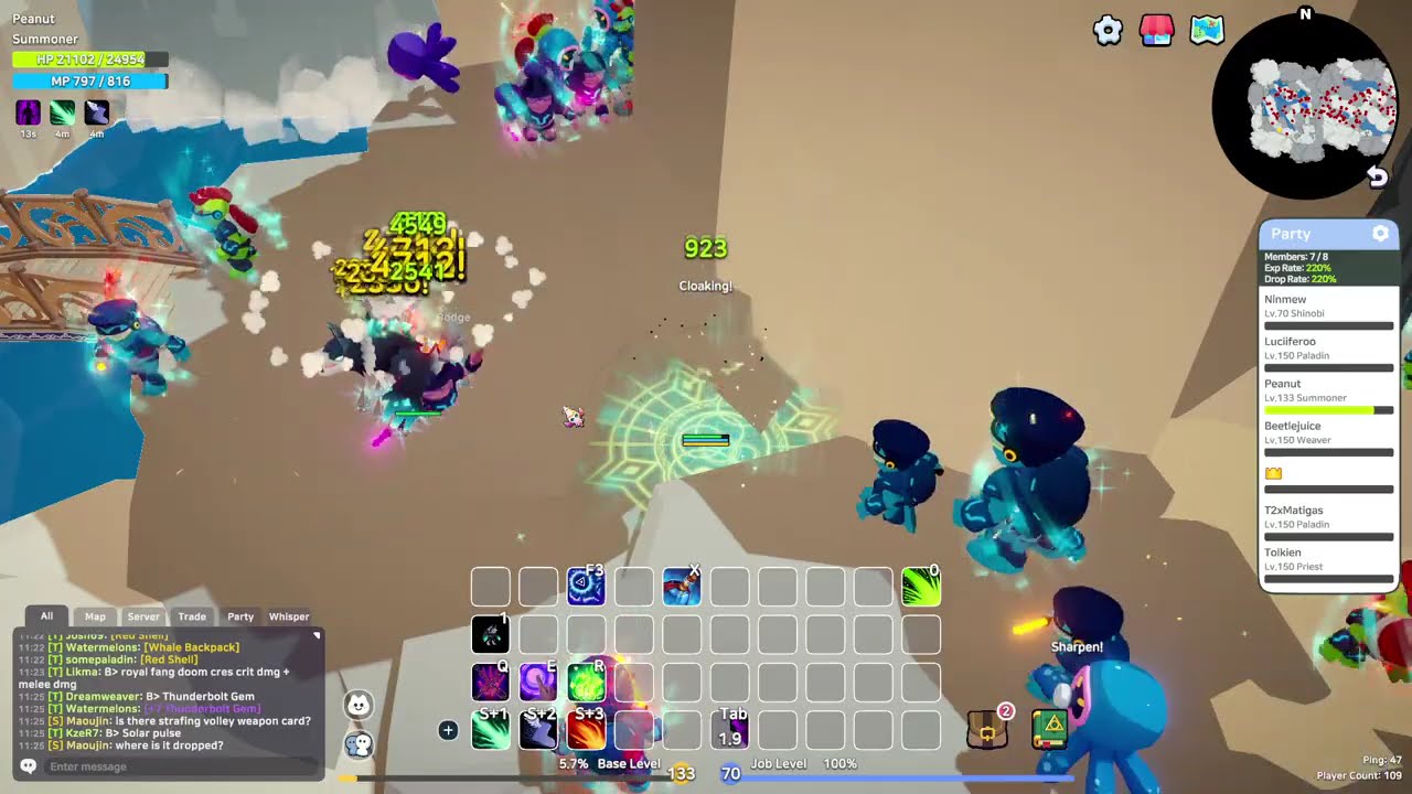 SpiritVale - Summoner lv132 - Lvling at Turtle Nexus - 15mins run