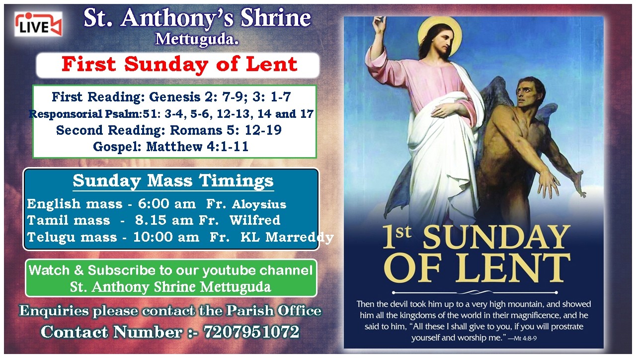 Fr Aloysius/ St.Anthony Shrine/Mettuguda/English Mass 6.30 am Live Streaming/22nd February 2026