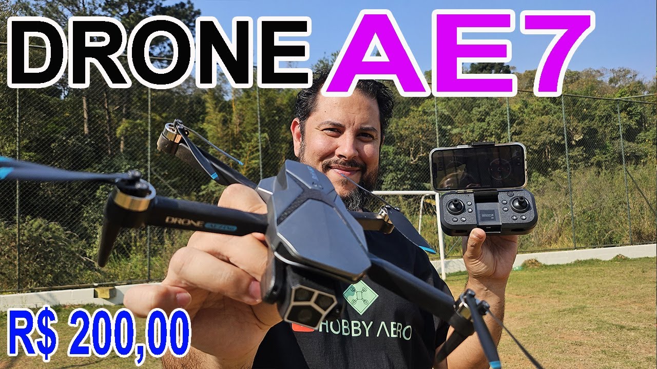 Drone AE7 Teste Externo como voar como ligar pela primeira vez qualidade da imagem drone baratinho