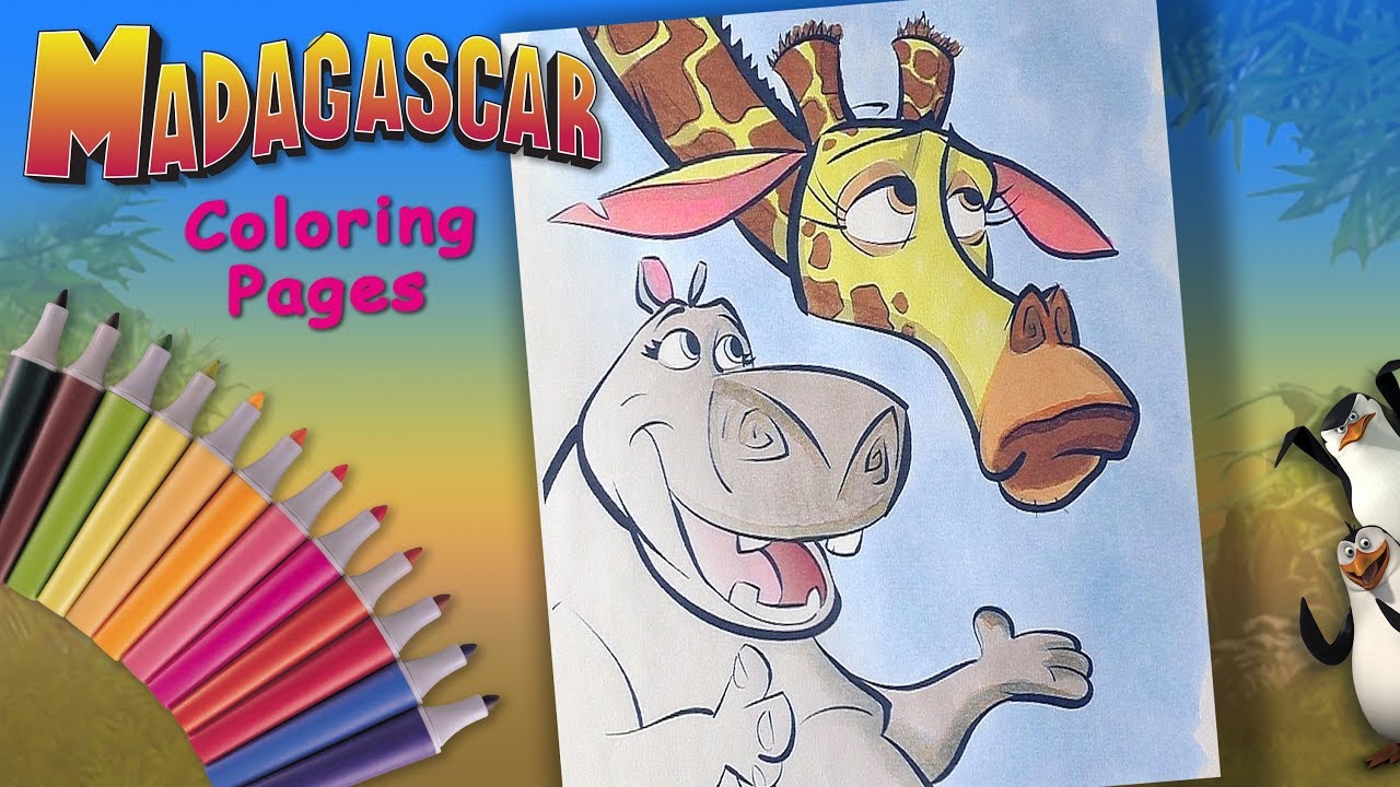 #Madagascar Speed Coloring Book for Kids. Melman and Gloria Coloring Page
