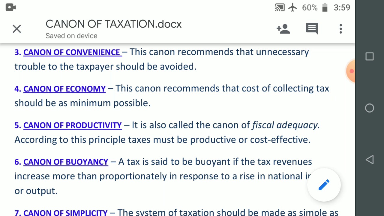 CANONS of TAXATION