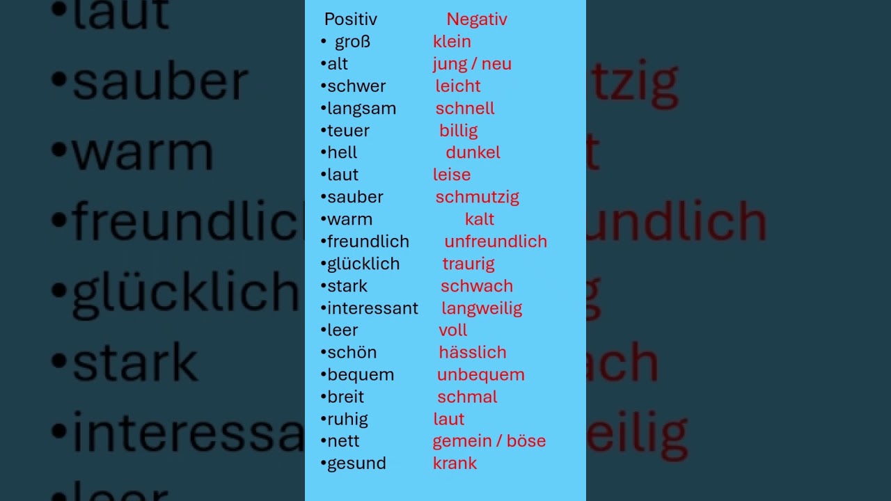 Adjektive & Gegenteile lernen |#adjectives German A2 | #Easygerman Grammar #linie1a1