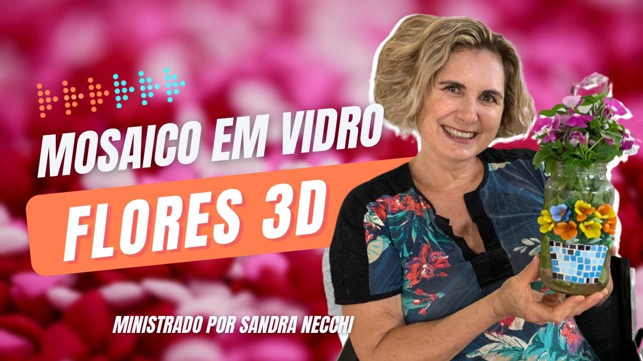 Mosaico em vidro | Flores em 3D