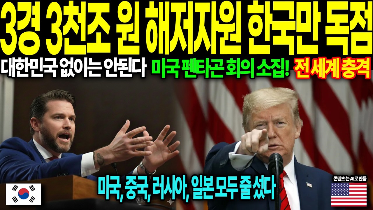 [해외감동사연] 초비상! 미국 국방부 긴급 소집, 최대 3경 3천조 원 해저 자원 통제권을 대한민국이 가짐