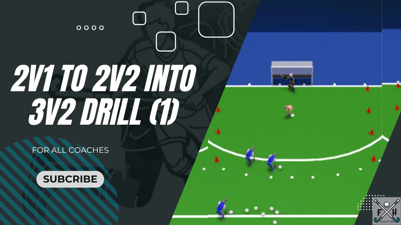 🏑 FIELD HOCKEY 2v1 TO 2v2 INTO 3v2 DRILL (1) | Perfect for All Coaches!